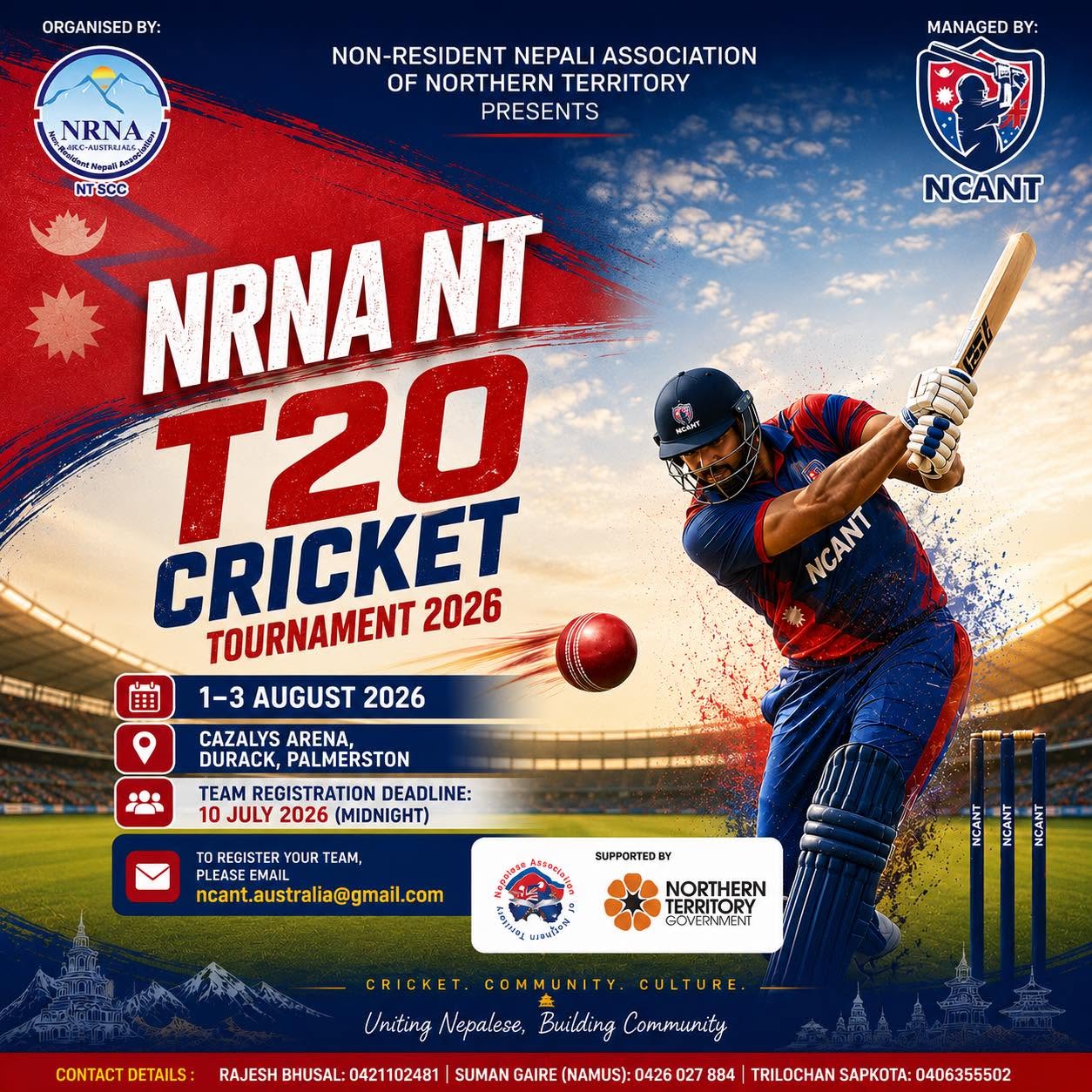 NRNA-NT T-20 क्रिकेट प्रतियोगिता २०२६ : आठ टोली सहभागी, लिग खेल तालिका सार्वजनिक 